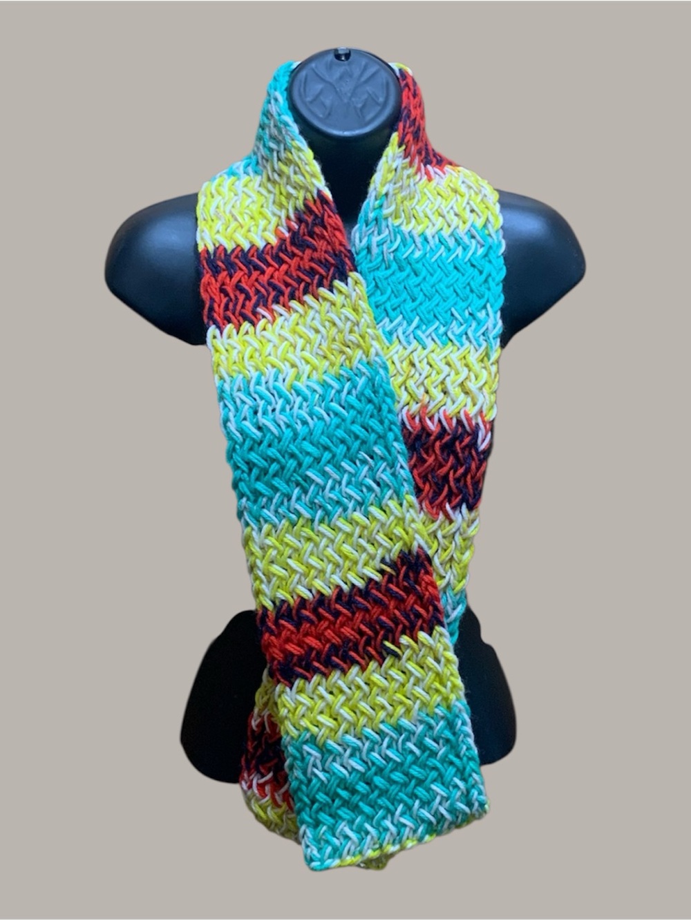 Handmade Knit Scarf Gift for Her | Soft Bright Striped Winter Scarf